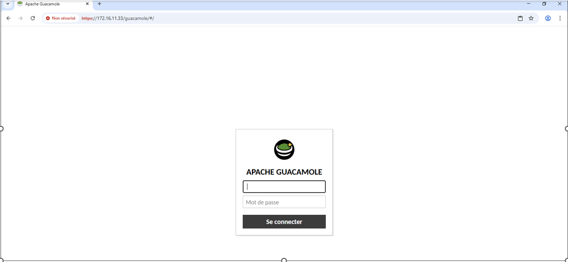 Page de connexion Guacamole