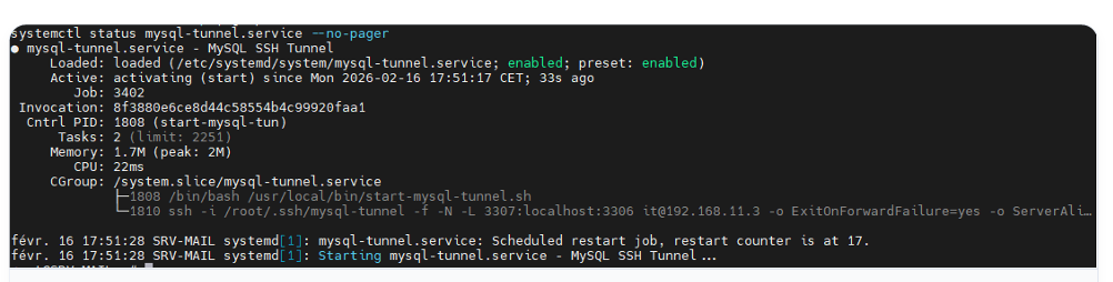 Tunnel SSH actif